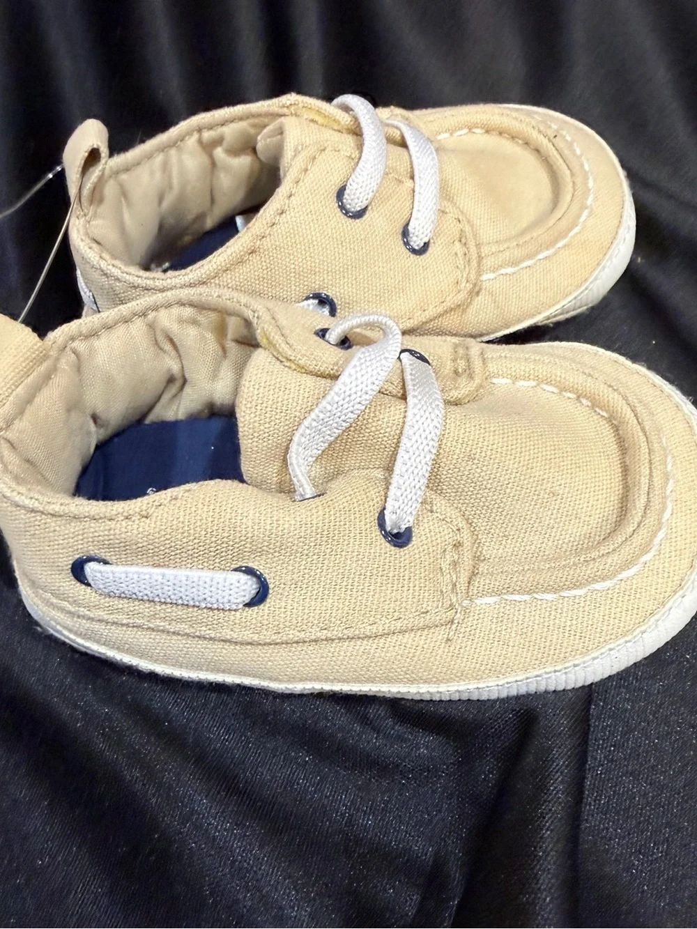 Tan Canvas Boat Shoes for Baby Size 2